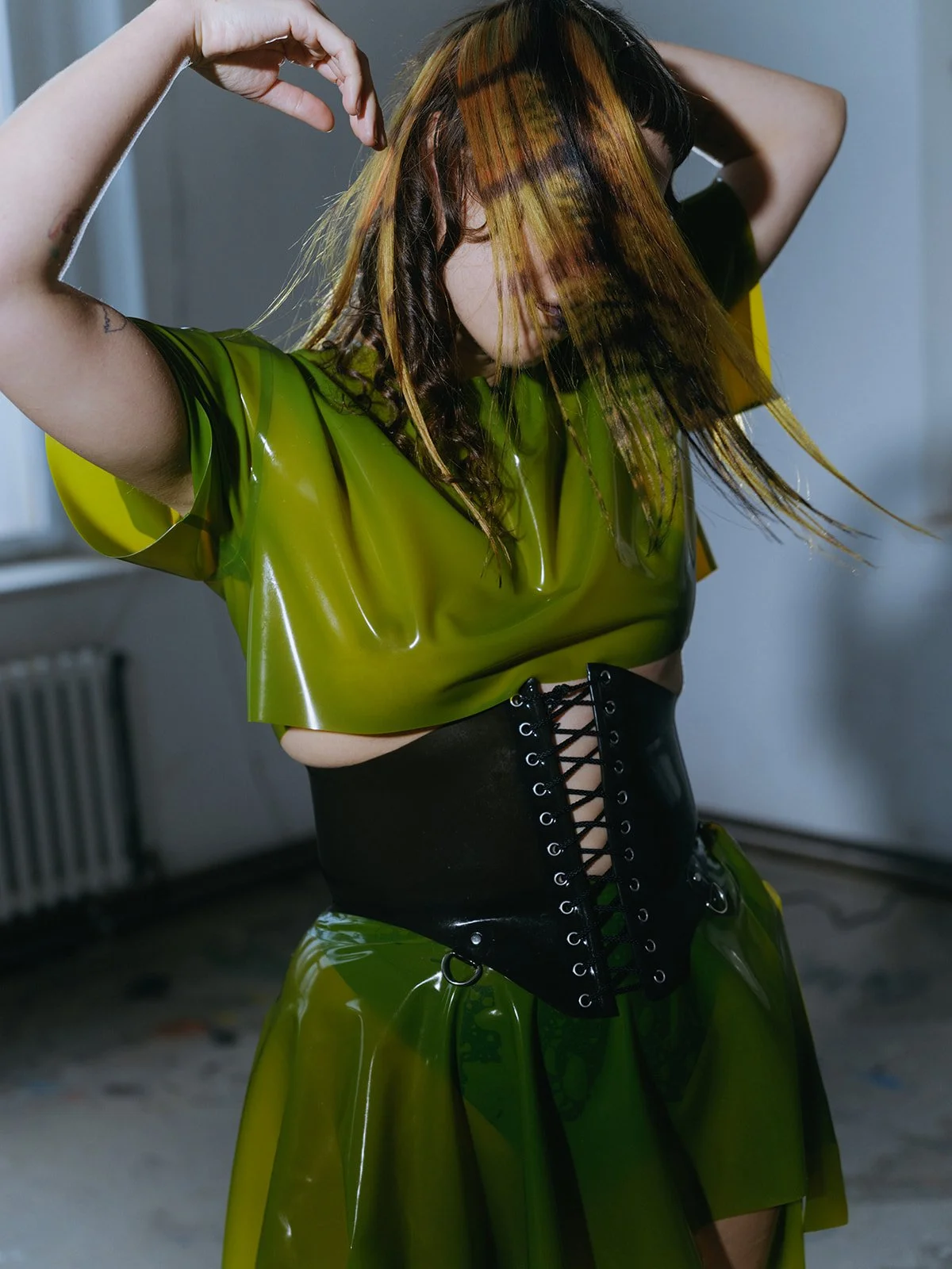 Unisex Latex Crop Top - Translucent Green
