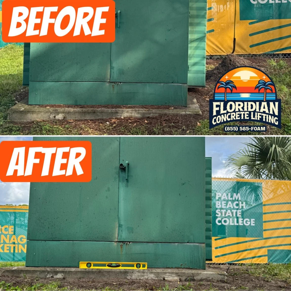 Palm Beach State College transformer pad lifting and stabilization avoiding power shutdown