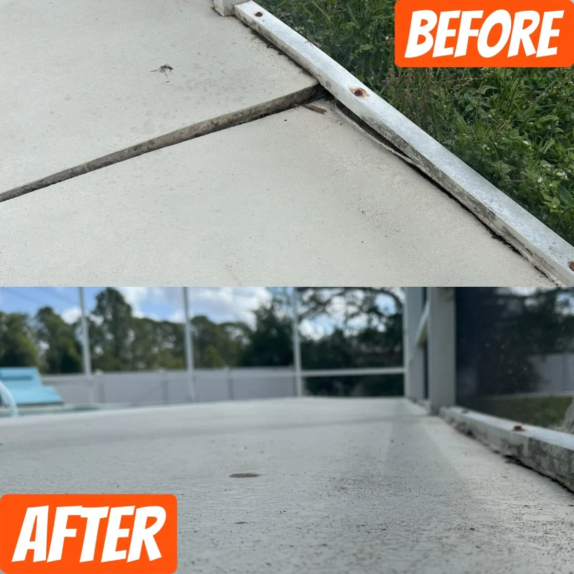 Driveway panel settlement and corrected alignment after concrete lifting
