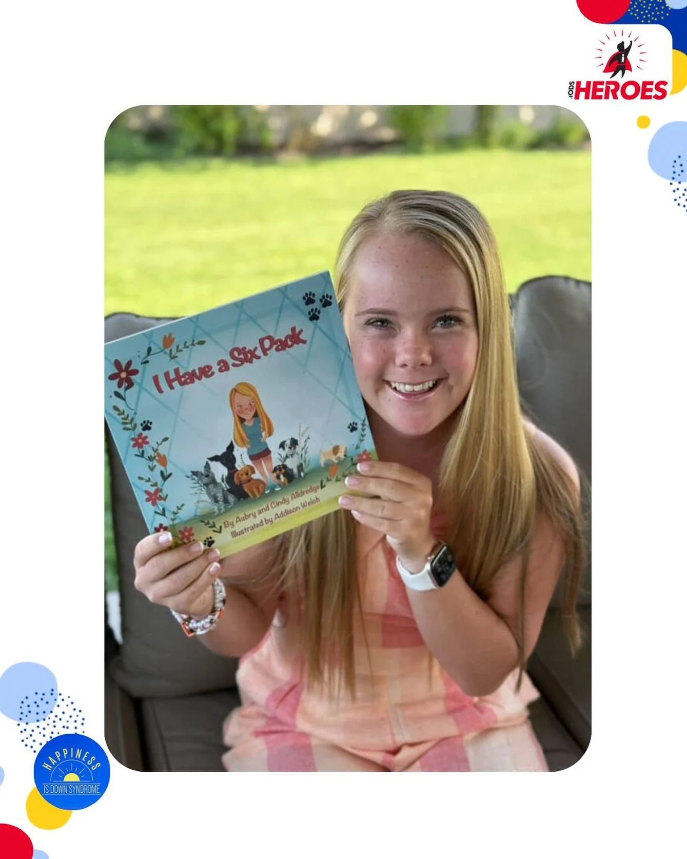 My name is Cindy, this is my daughter Aubry Alldredge, she&rsquo;s the first girl with Ds in Utah to write a children&rsquo;s book.  It&rsquo;s about her Six Pack&hellip;of dogs.  She&rsquo;s helped her sister Ashley rescue over 90 dogs for Rescue Ro