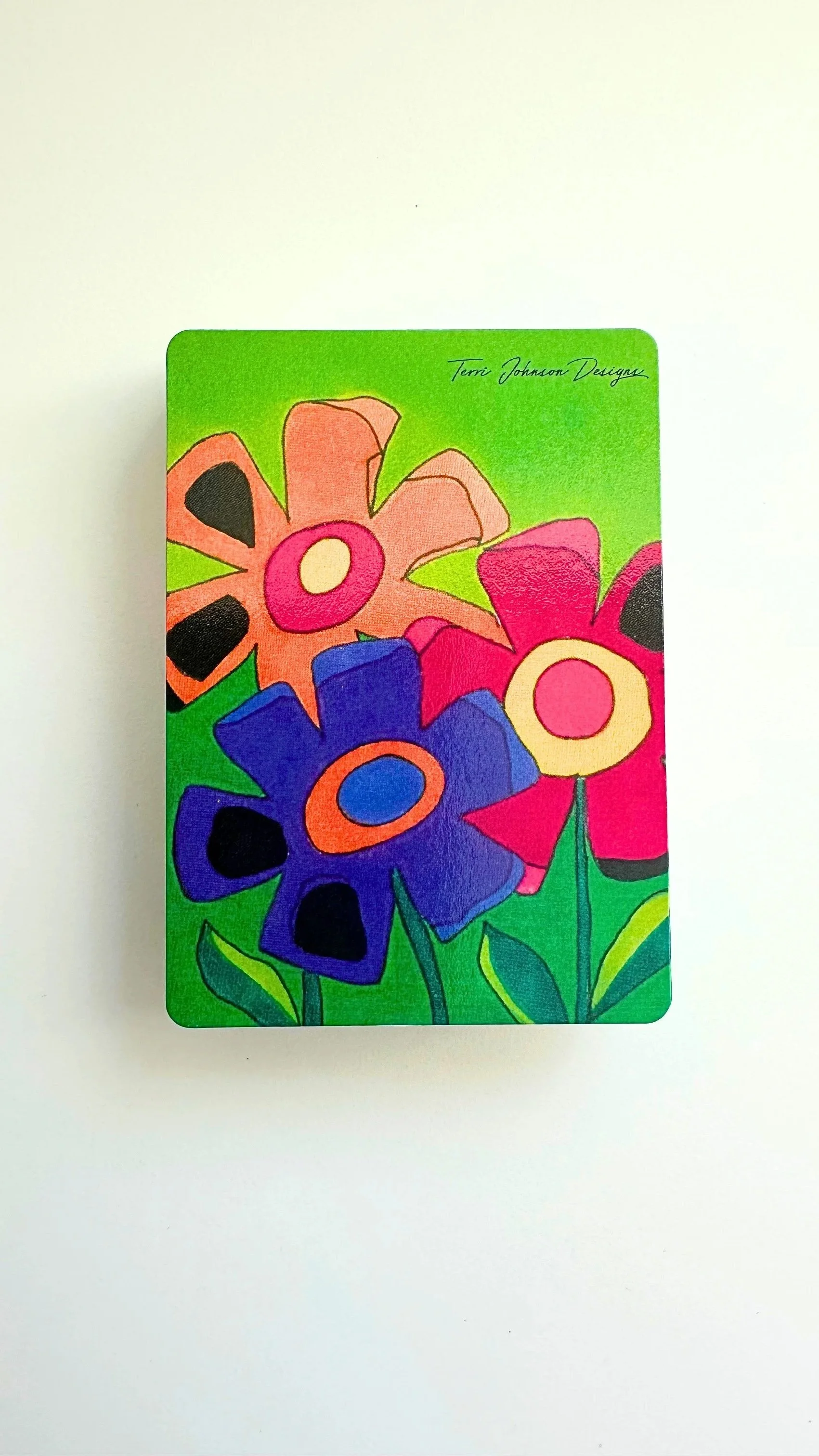 Deck of  Cards - Happy Flowers Green