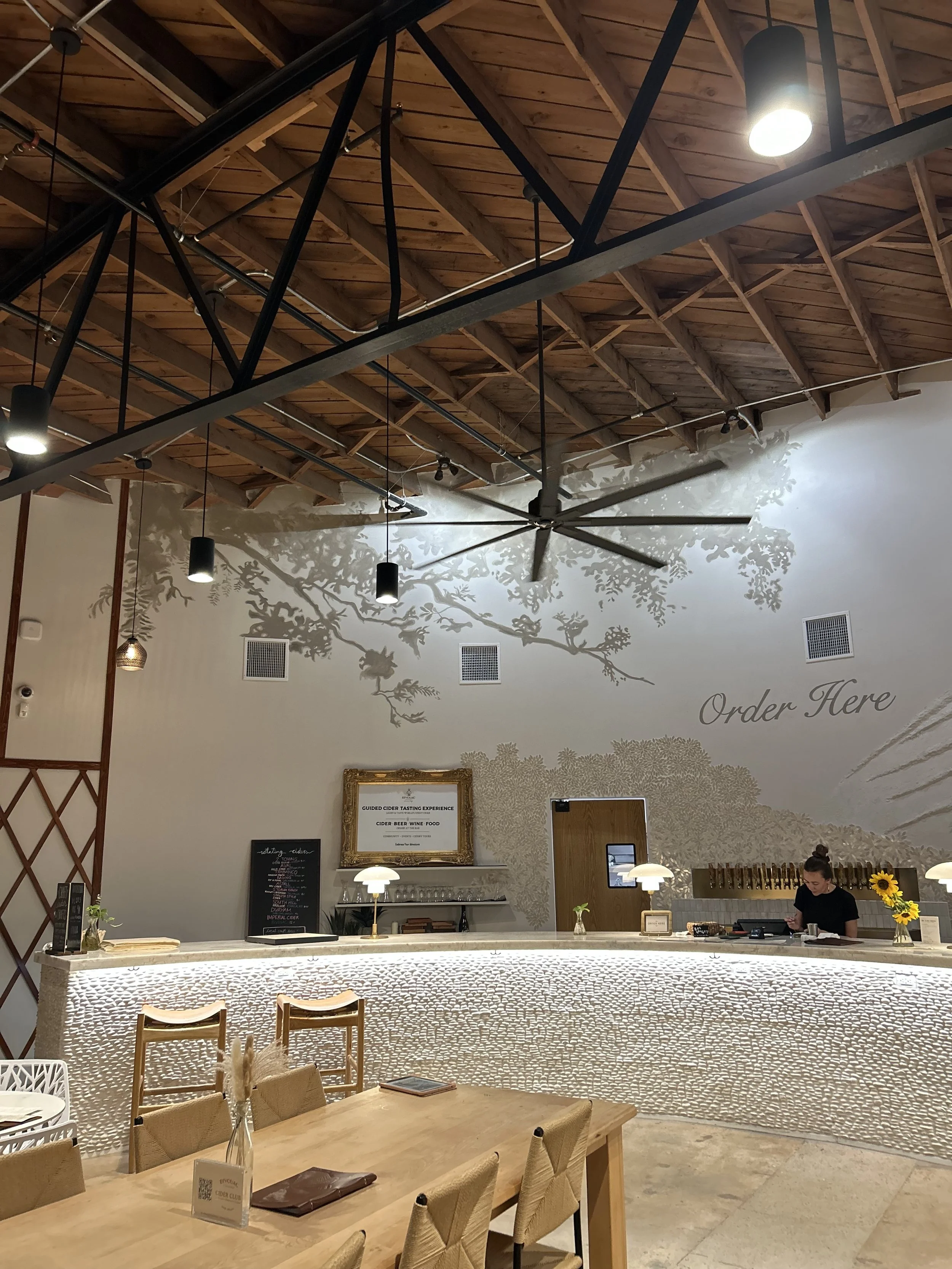 cafe tree shadow mural in San Diego