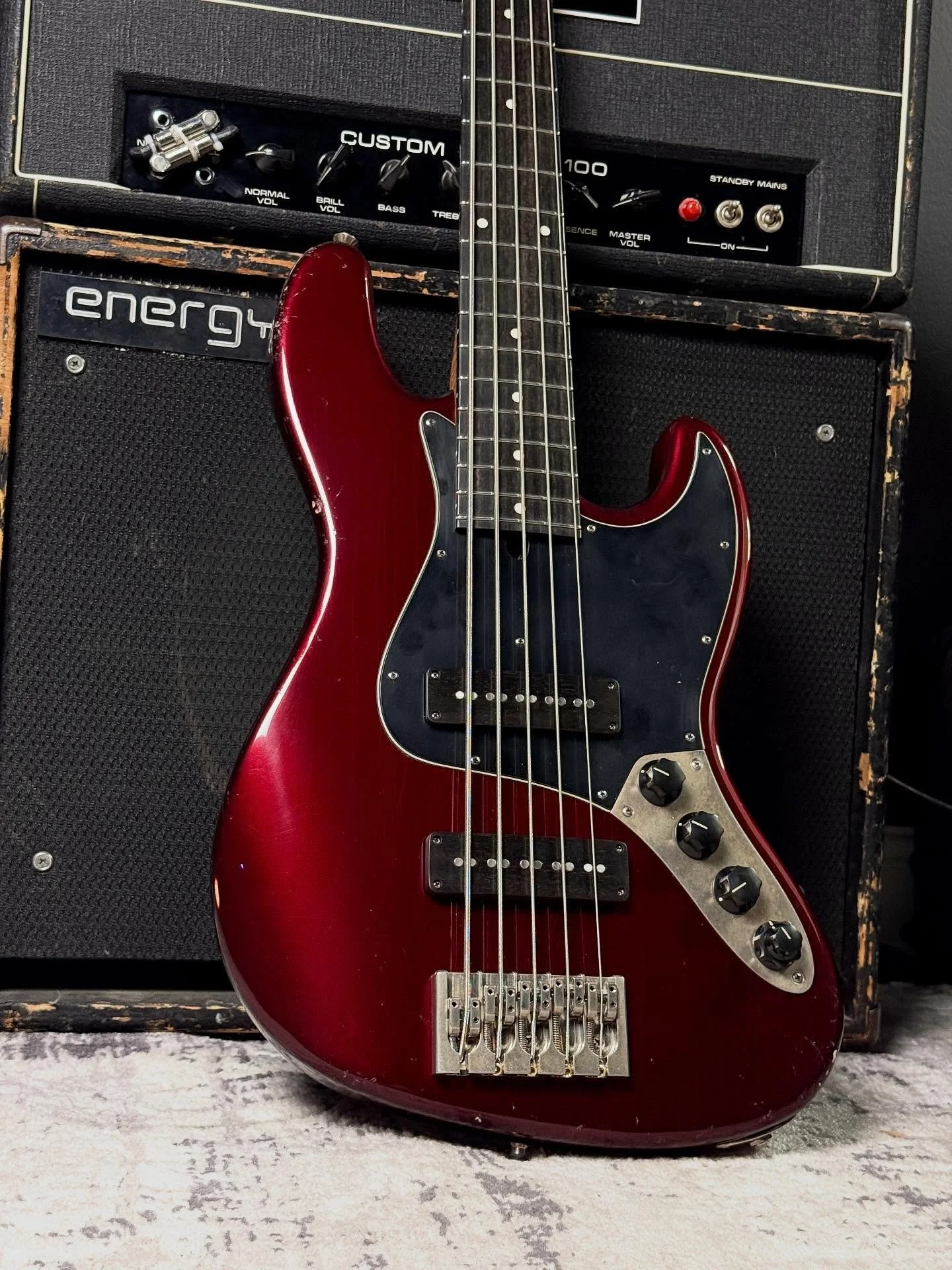 UPDATE: Sold! - Got a special one for y&rsquo;all today 👀🍷We&rsquo;re just finishing up a *One-Off* Heirloom M5V in Medium-Aged Wine Red Metallic (Nitrocellulose). Solid, Lightweight Ash Body. Master Grade Roasted Flamed Maple Neck. Ebony Fretboard