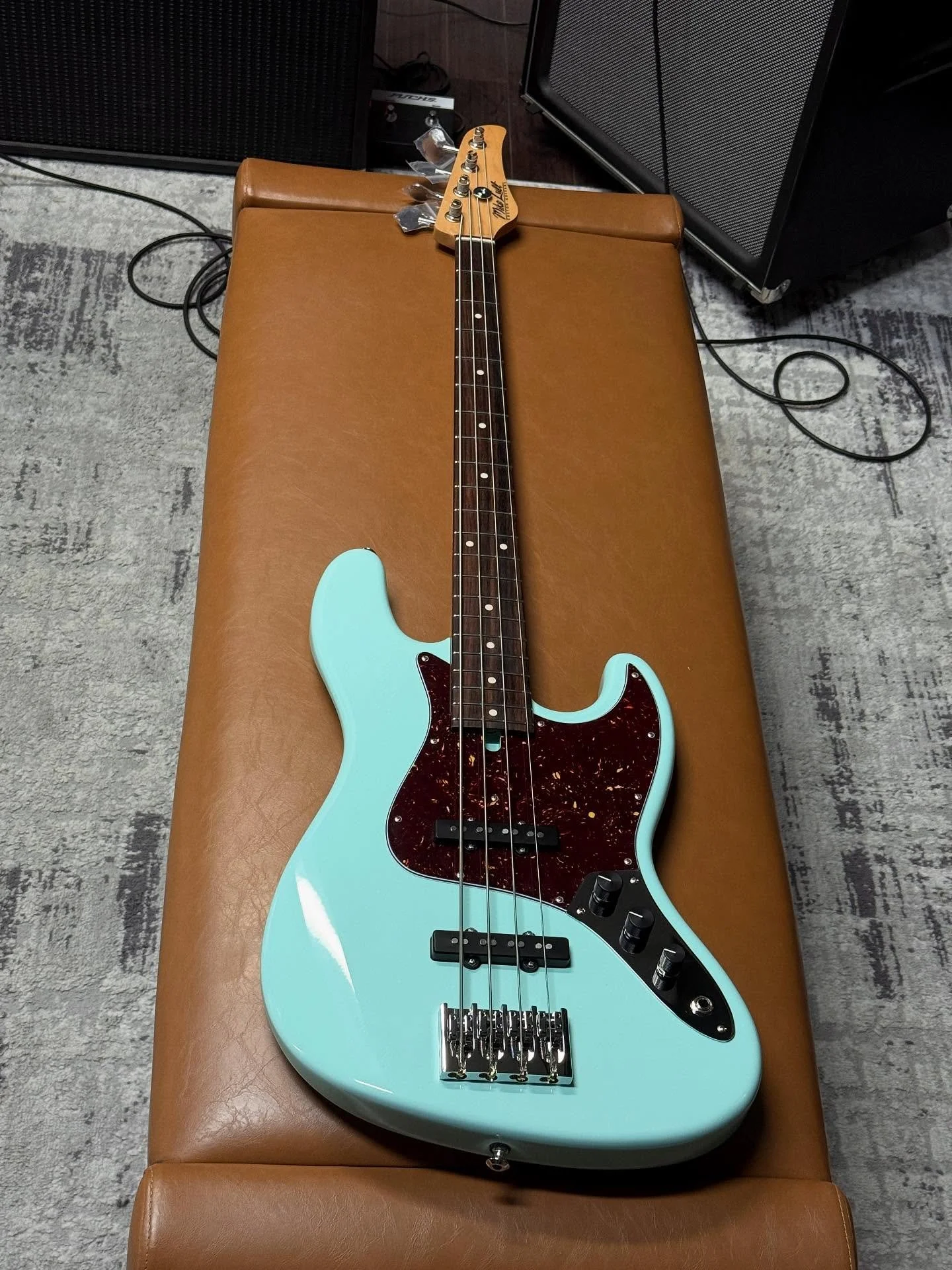 Today we&rsquo;re just finishing this beauty of a V4 in Surf Green 💚💚🏄&zwj;♂️🏄&zwj;♂️🌊🌊 Alder Body. Maple Neck. Indian Rosewood Fretboard. Mike Lull Hand-Wound Jazz Pickups. @hipshotproducts Bridge and Ultralite Tuners. DOPE. 

(Available Soon)