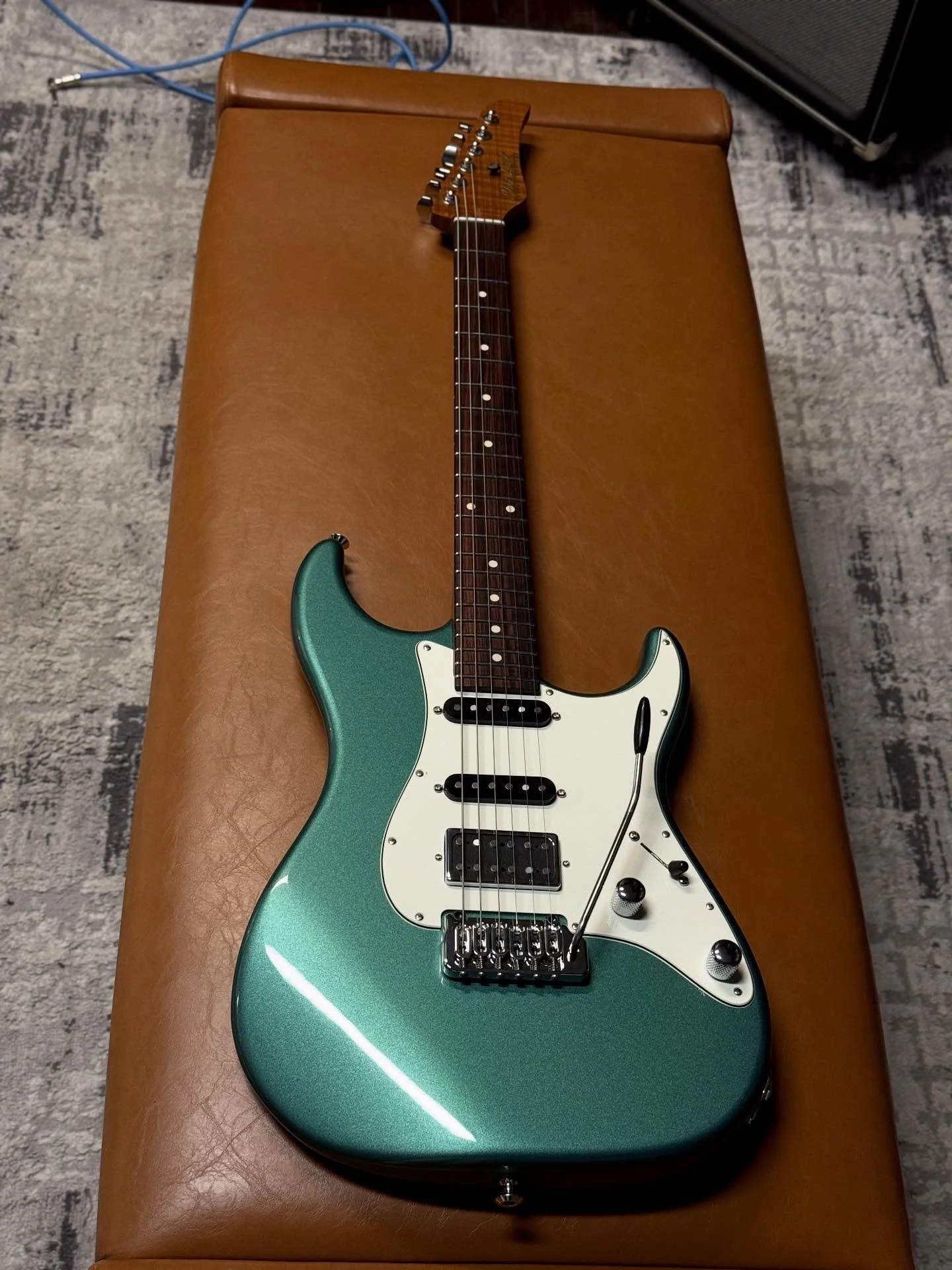 Just finishing up this SX in Aged Sherwood Green 💚💚 Alder Body. Roasted Flamed Maple Neck. Indian Rosewood Fretboard. This one features our 60&rsquo;s S-Style Pickups with a splittable Radiator Humbucker in the Bridge with Alnico poles for a more e