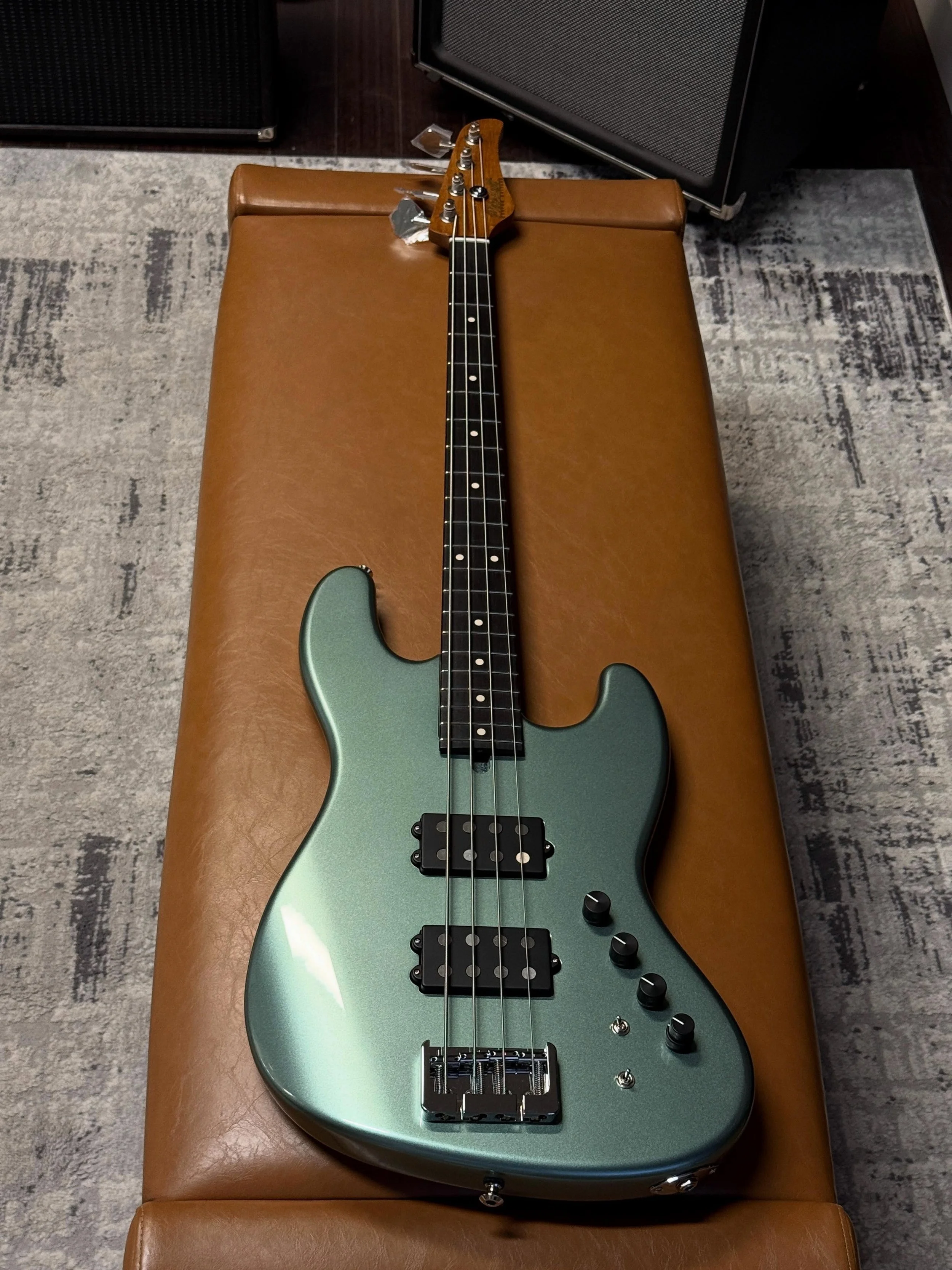 Just finishing up this Custom Sage Green Metallic V4 with a bunch of Off-Catalog options.  In this one we&rsquo;re using the new Lollar &lsquo;70s SR Bass pickups with Series/Split/Parallel options for each pickup 🔥🔥🔥🤘🤘🤘These pickups absolutely