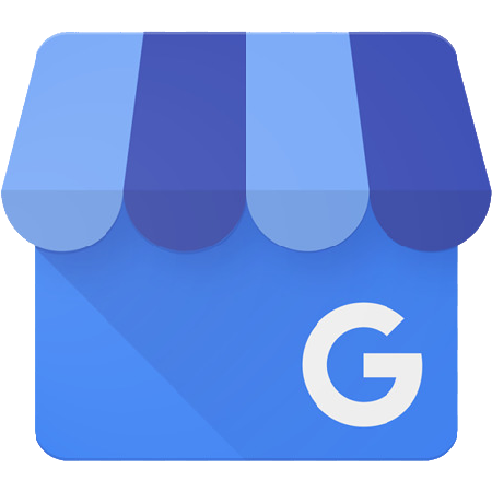 Google Maps app icon with blue storefront awning