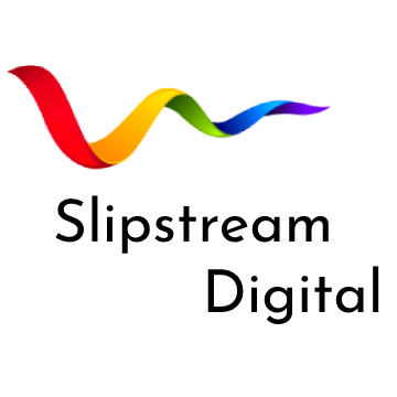 Colorful waves above the words 'Slipstream Digital'
