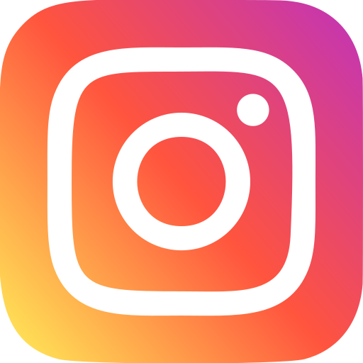 Instagram logo with a gradient background of orange, pink, and purple.
