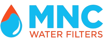 Logo for MNC Water Filters featuring a water droplet and bold text.