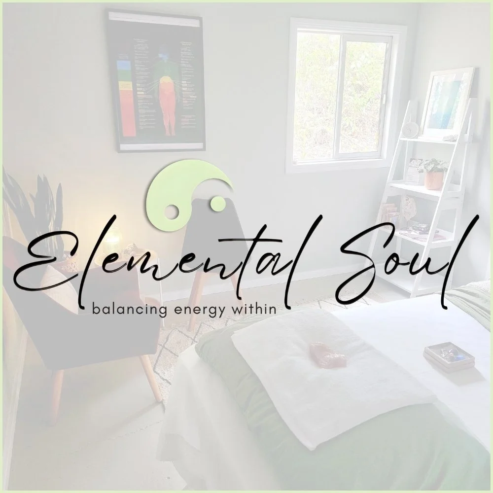 Logo with a yin-yang symbol and the text 'Elemental Soul' and 'Balancing energy within'.