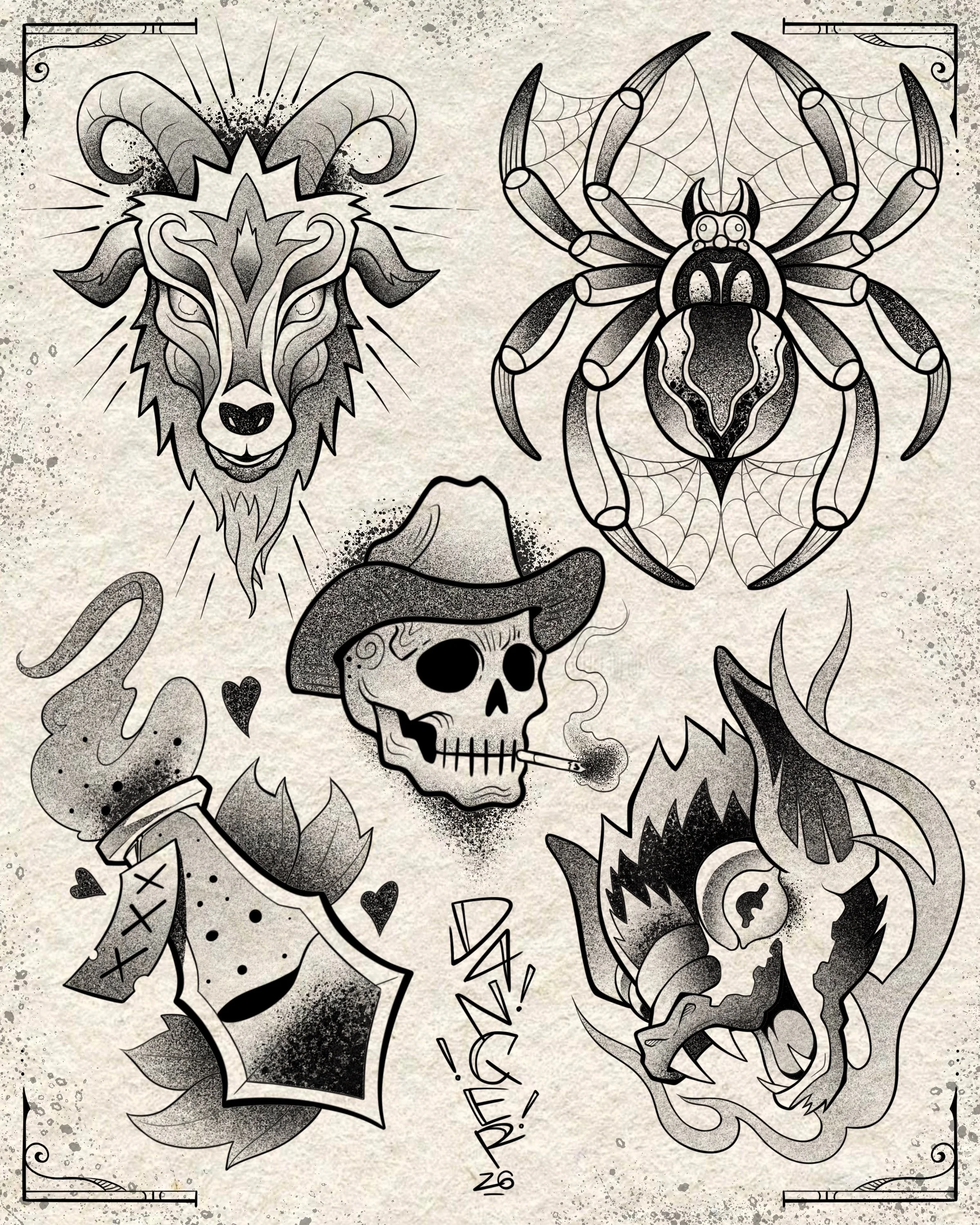 Another day, another sheet of flash i wanna tattoo on you😮&zwj;💨
Inching closer to spooky tattoo time, reserve your spot now🙌

Another sheet of Halloween tattoo designs on the way this week!
@ghosttattoostudios