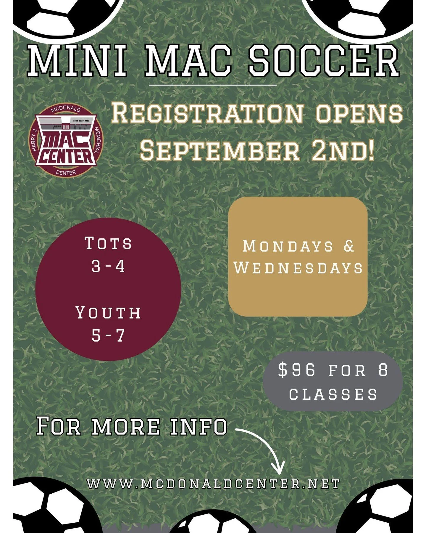 Register your kids for our mini mac soccer class on September 2nd!
.
.
.
.
.
.
#fyp #fypage #fyppage #viral #soccer #aksoccer #alaska #alaskalife #eagleriver #eagleriverak #eagleriveralaska #openturf #familytime #harryjmcdonald #harryjmcdonaldcenter
