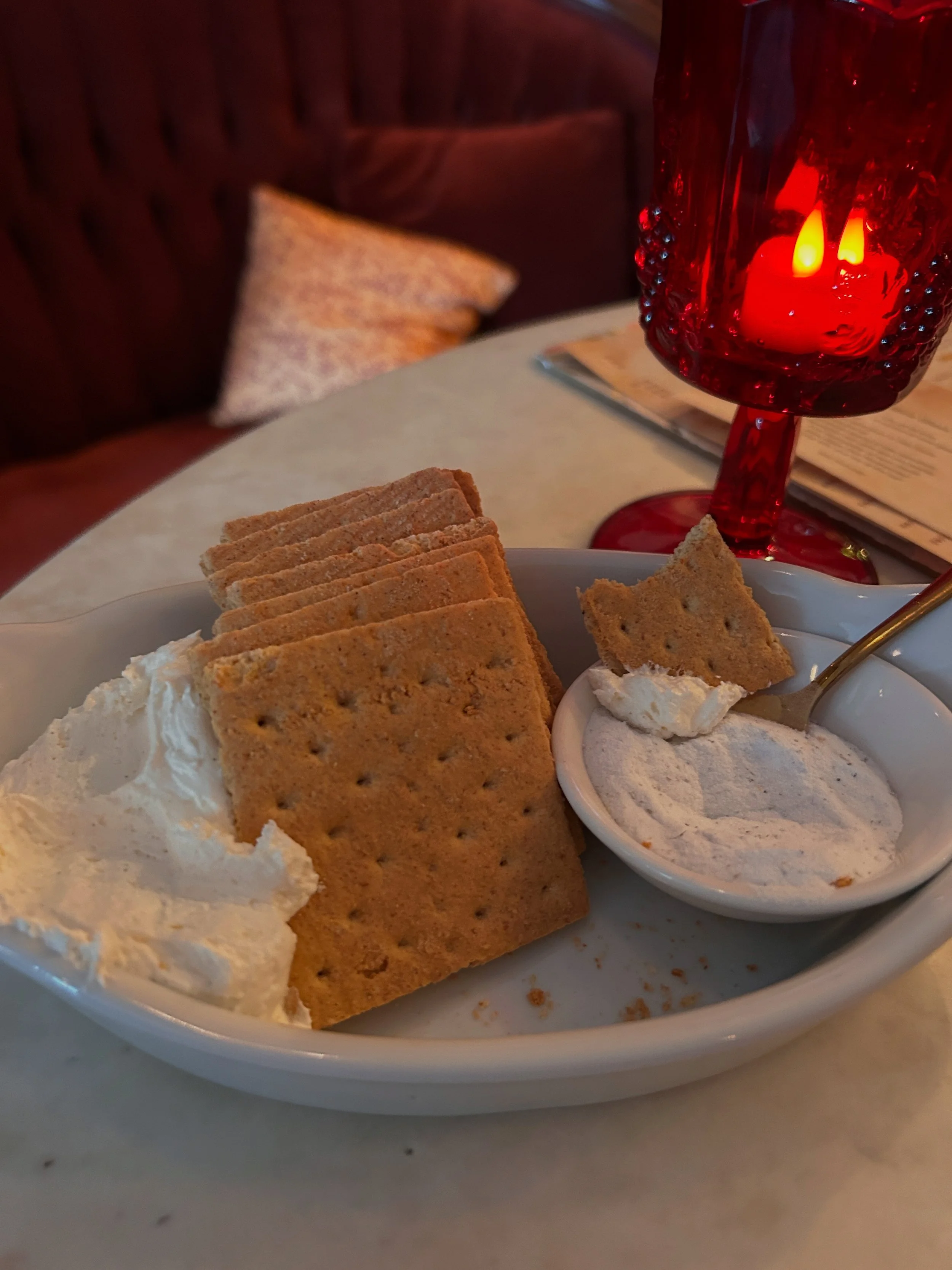 Creme brulee dip with lavender sugar