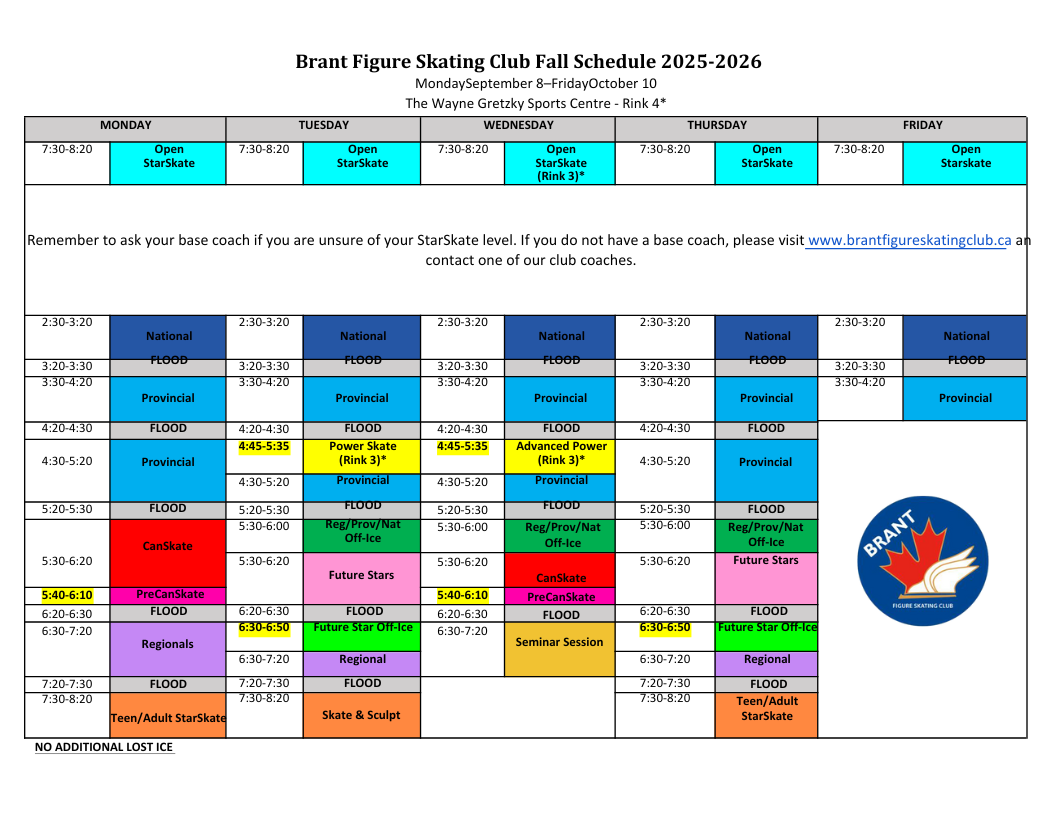 Program Schedule — Brant Figure Skating Club