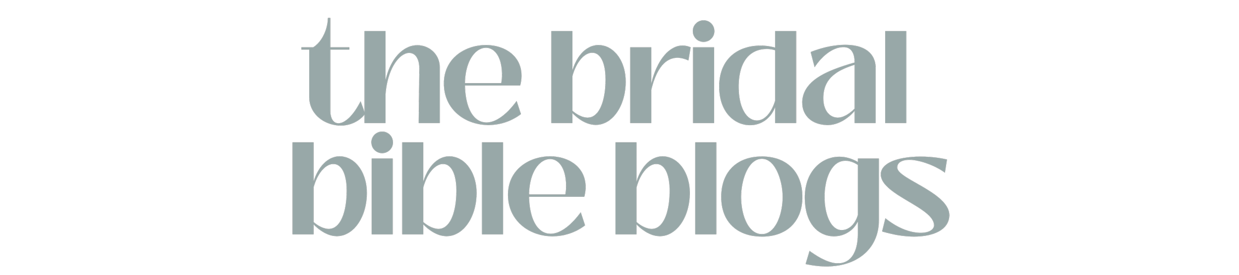 Text saying 'the bridal bible blogs' in large light gray letters on a black background