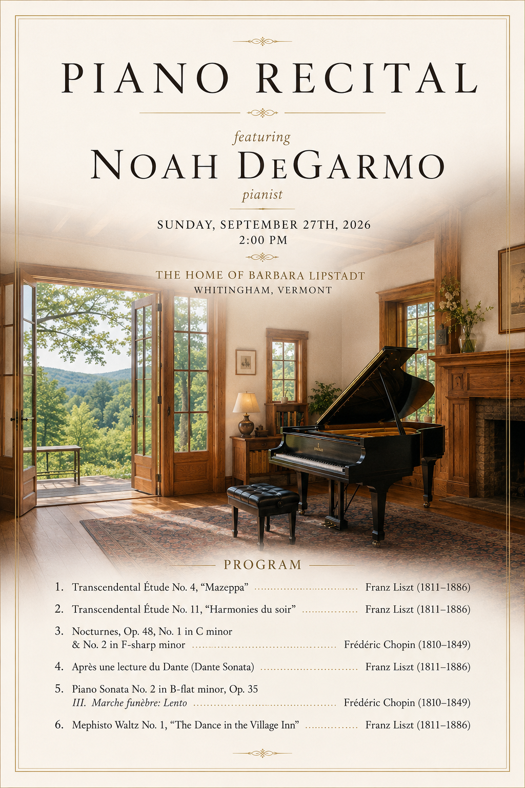Piano Recital in Vermont