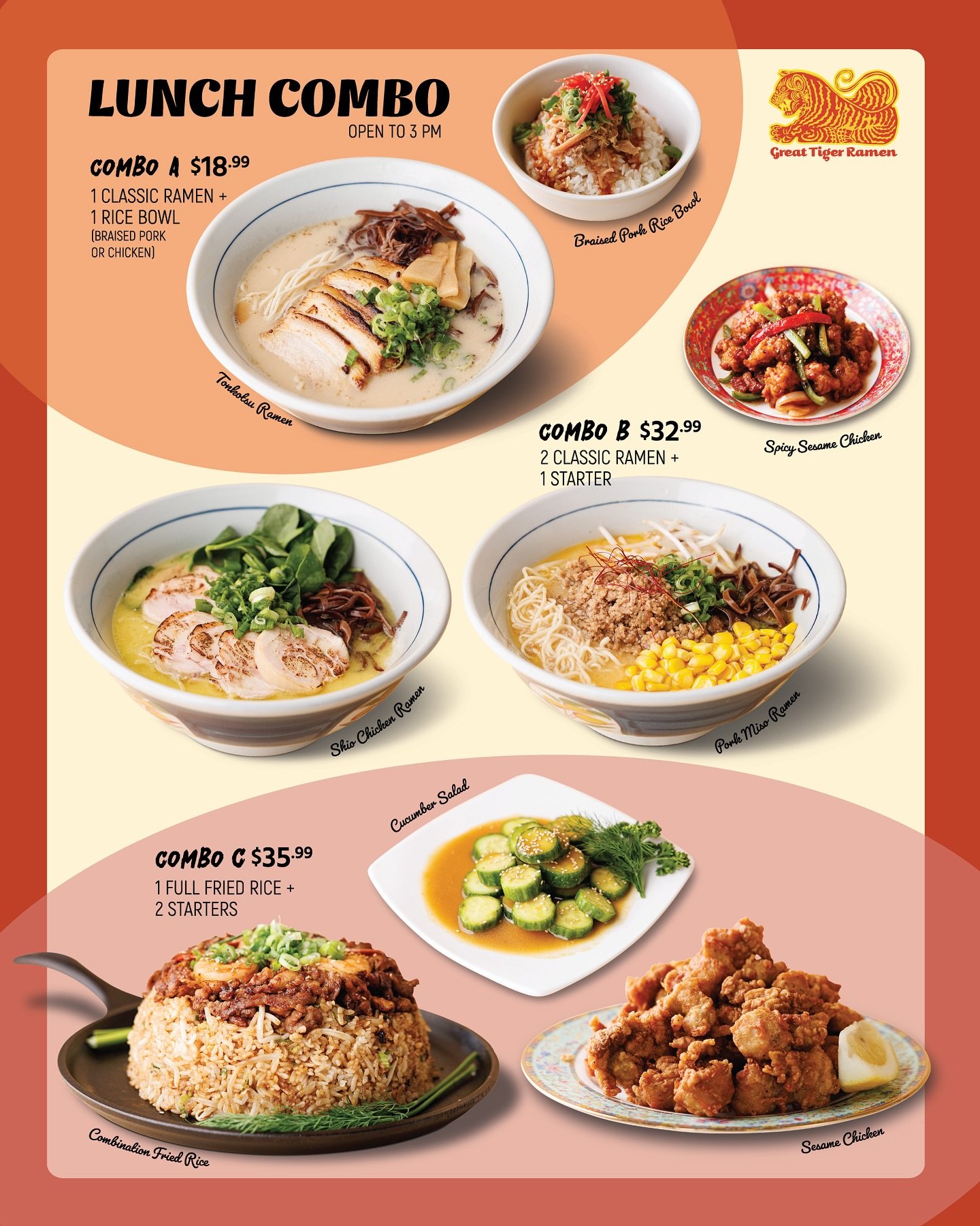 Thinking of what to eat for lunch?
We&rsquo;ve got you!
LUNCH COMBO @greattigerramen 

🍜 Handcrafted broths 72 hours
🥢 Hibachi Fried Rice
📍 4211 E Willow St, Long Beach, CA 90815 ⏰ 11:30 am to 10 pm Everyday

#RamenLovers #LongBeachEats #gtr #grea