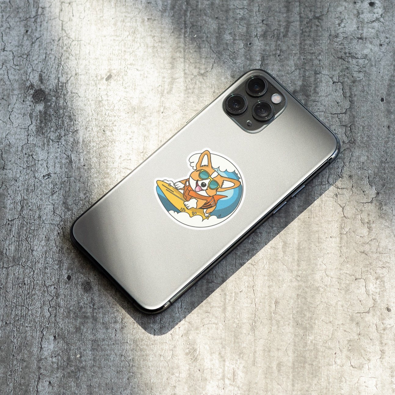 Corgi in the Curl Sticker
