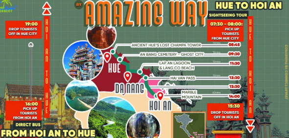 1 Day - Hue to Hoi An Sightseeing Bus Transfer