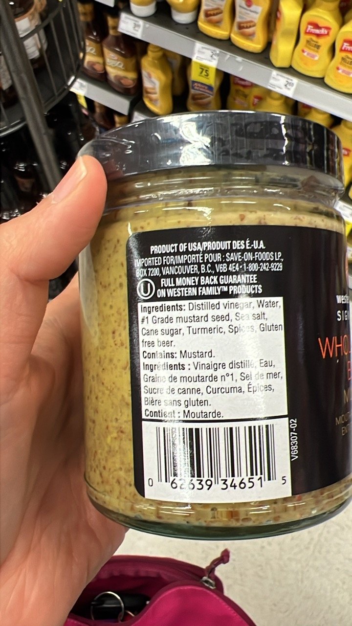 Reading food labels on packaged goods