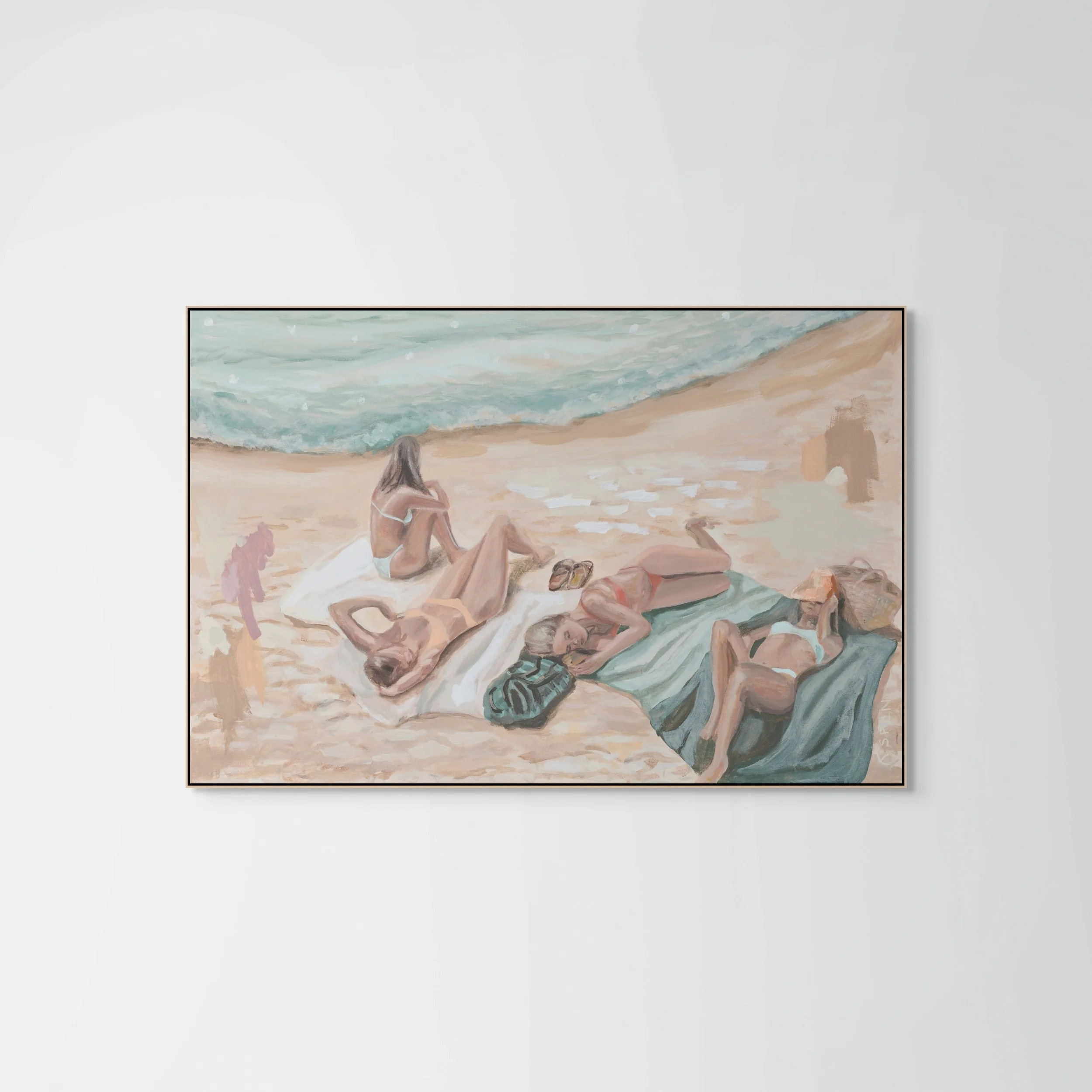 1142 Lazy Sundays by Lauren Esplin_framed_artwork of sunbathers.jpg