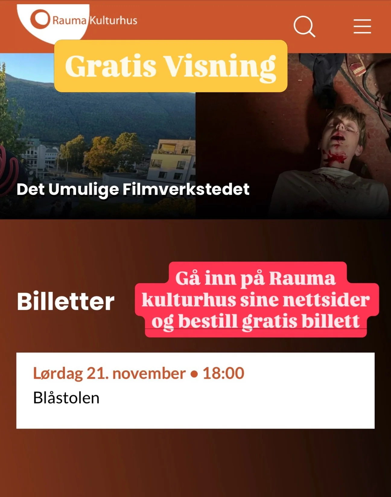 H&oslash;sten 2026 har Det Umulige Huset arrangert filmverksted for 9 ungdommer. Filmverkstedet er st&oslash;ttet av @vestnorskfilm og er ledet av Ziggi Wantuch, Bj&oslash;rn H&aring;vard Mittet sammen med Thomas Dahle og Erik Alexander Hjelvik. 

Vi