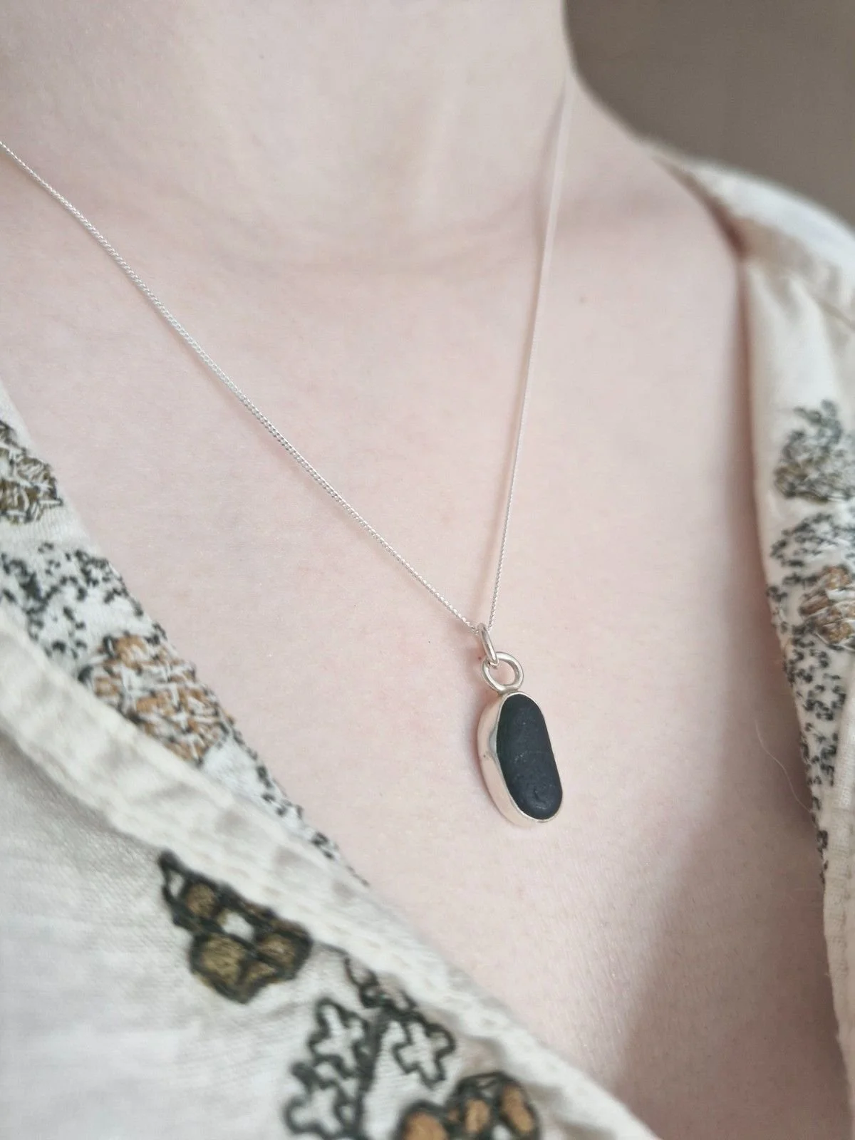 Hexham Multi Colour Sea Glass Necklace Green & Dark Green