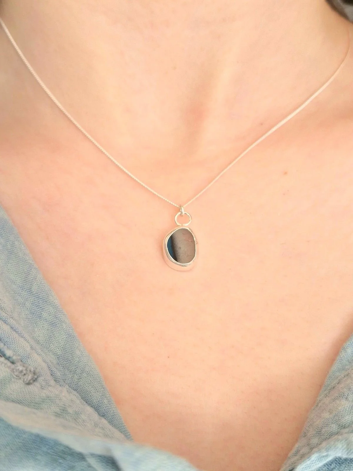 Hexham Multi Colour Sea Glass Necklace Blue & White