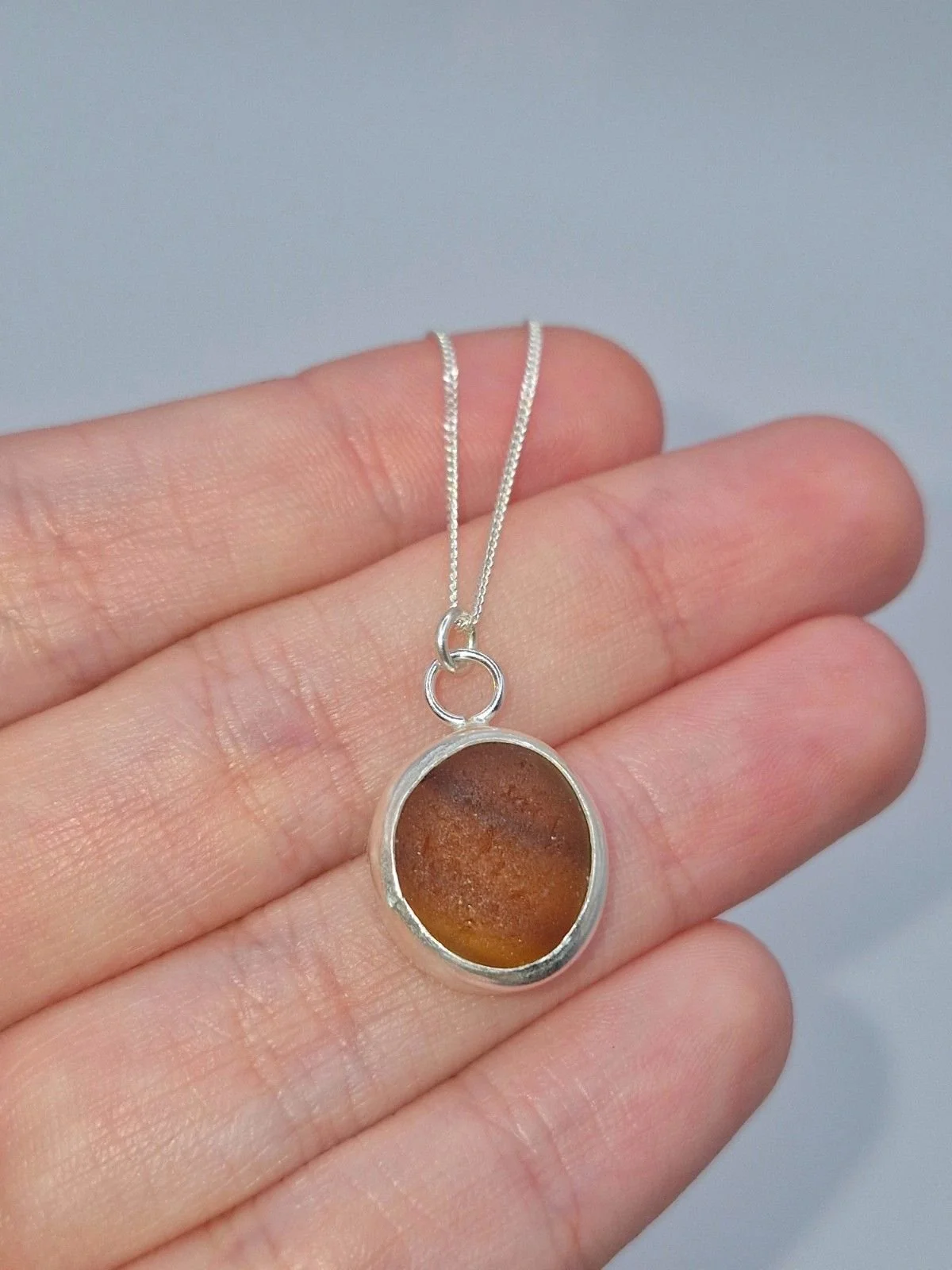 Hexham Multi Colour Sea Glass Necklace Orange & Brown