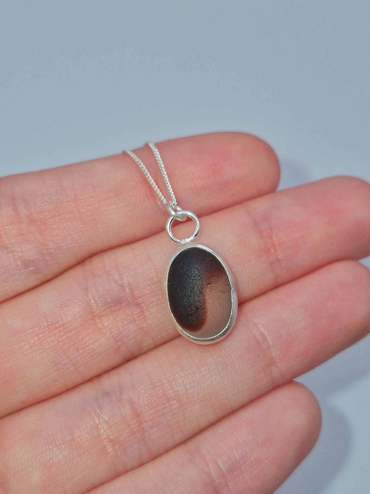 Hexham Multi Colour Sea Glass Necklace Brown & White