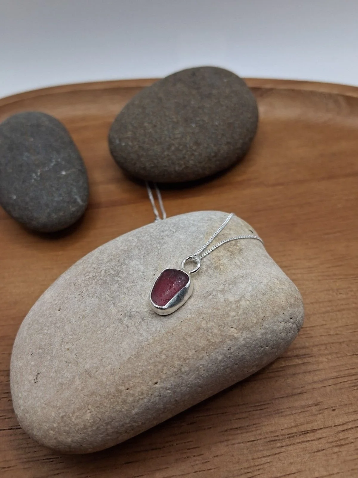 Hexham Multi Colour Sea Glass Necklace Red & Pink