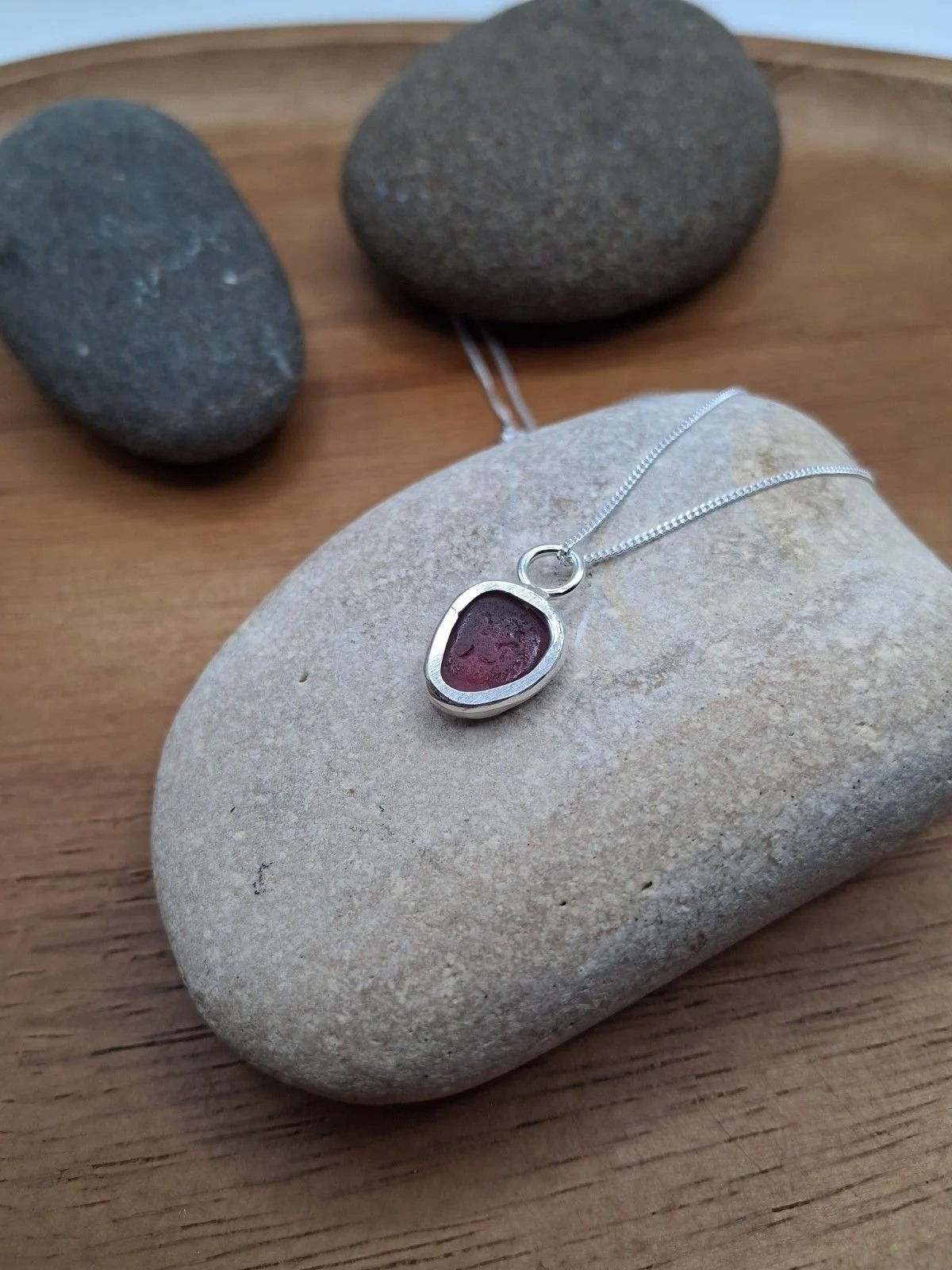 Hexham Multi Colour Sea Glass Necklace Red & Pink