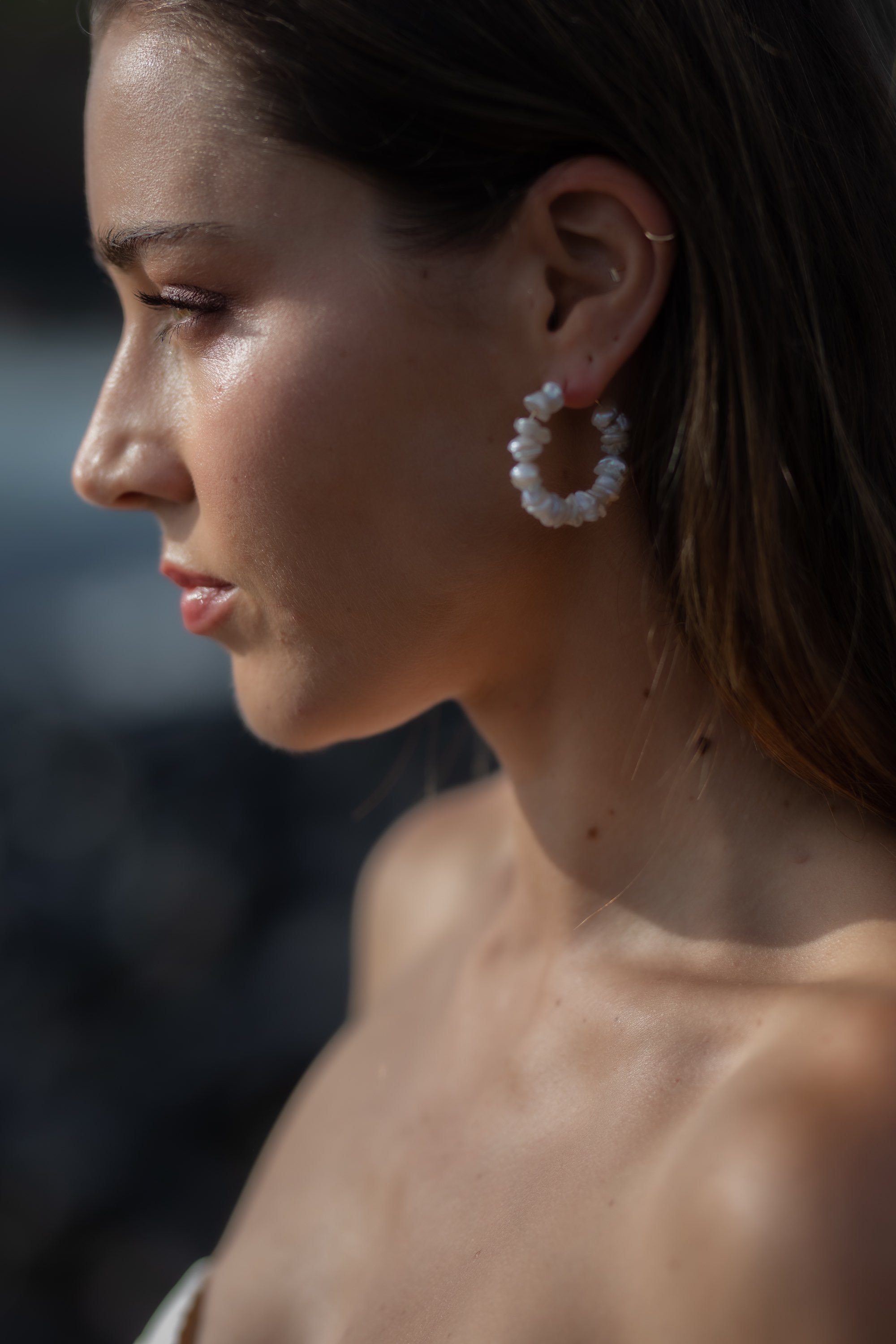 White Reef Keshi Pearl Earrings designed and created by Baby Blue Jewellery Byron Bay