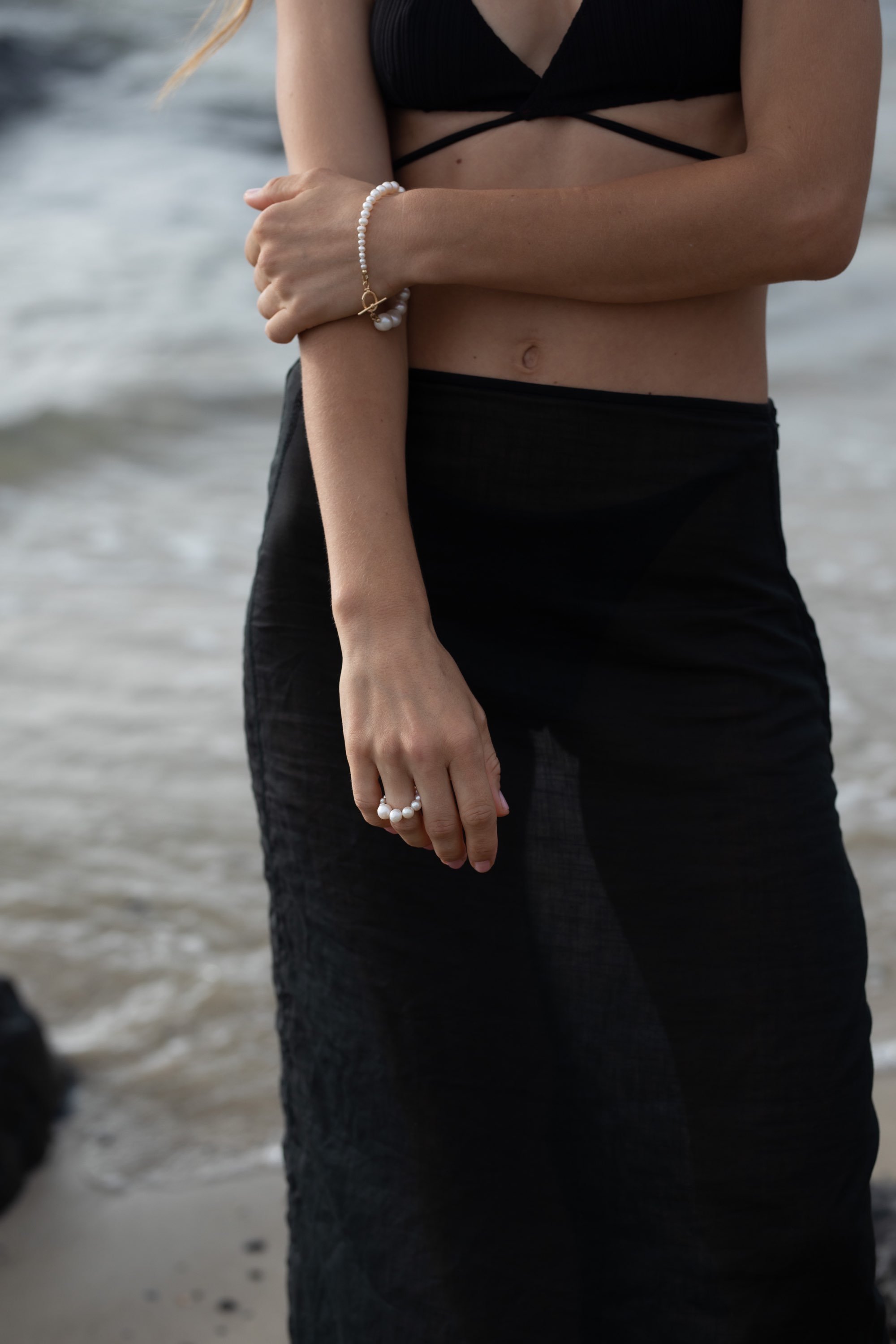 Shivers freshwater pearl bracelet designed and created by Baby Blue Jewellery Byron Bay