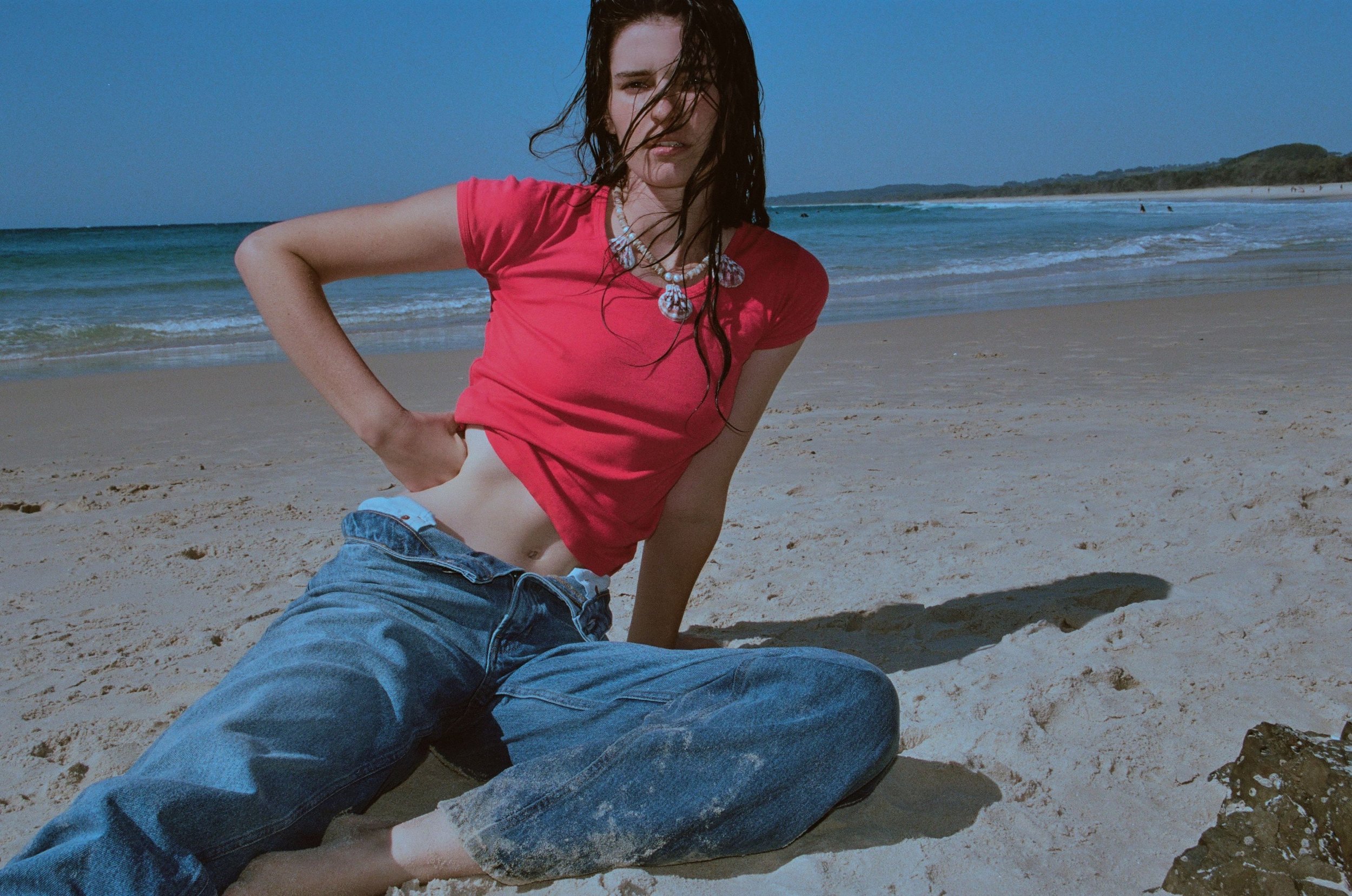 Under the Sea Freshwater pearls, shell pieces necklace designed and created by Baby Blue Jewellery Byron Bay