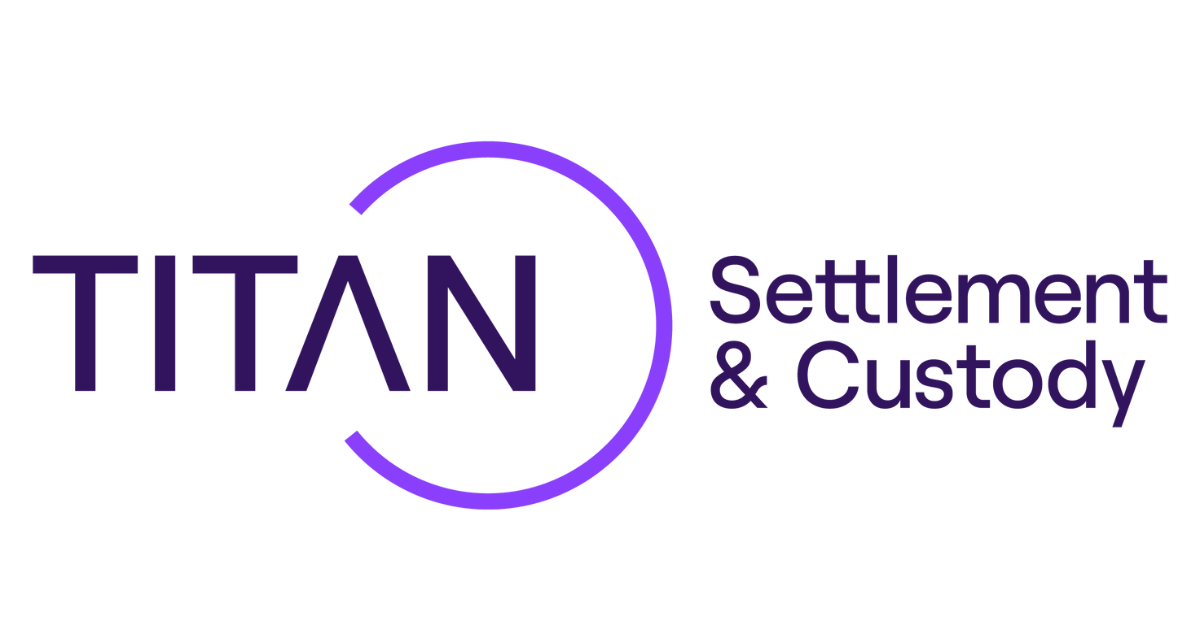 Titan Settlement & Custody logo with purple text and graphic on a white background.