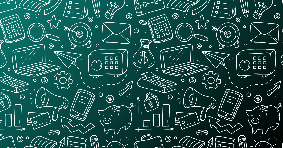 Full stack marketing illustration featuring marketing, sales, technology and business growth icons used in Treefrog's Norfolk marketing report.