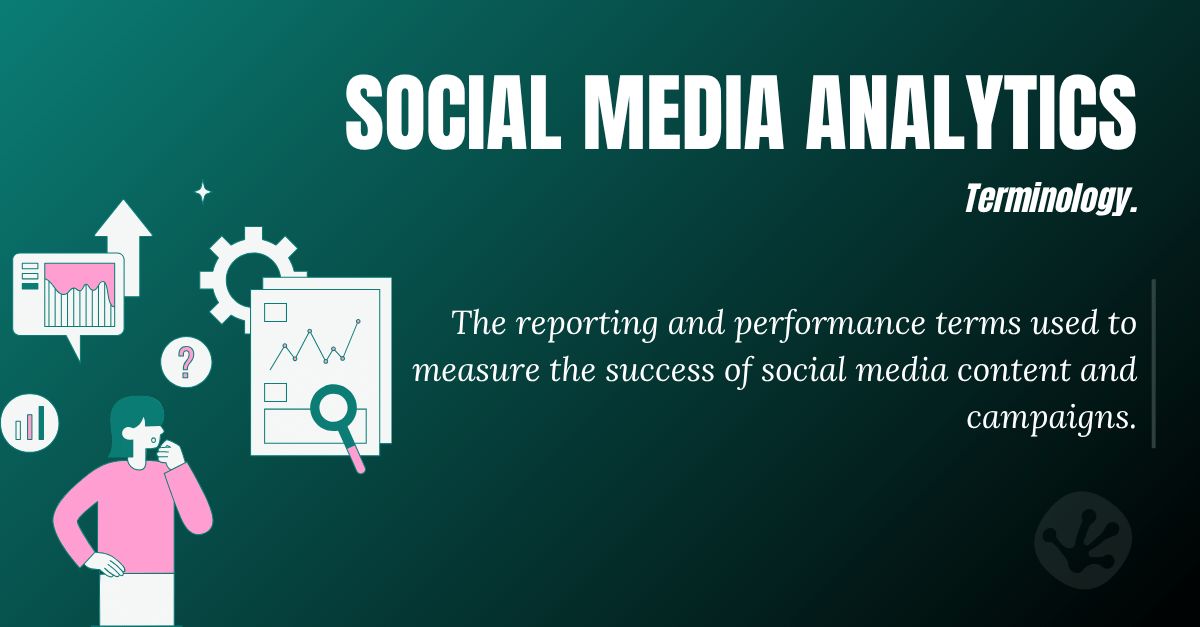 Illustration representing social media analytics, showing reporting dashboards, performance charts, campaign insights and audience metrics.