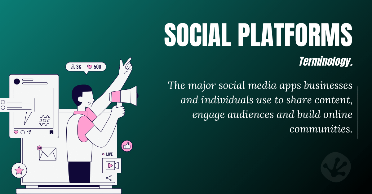 Illustration representing major social media platforms, featuring social networking, content sharing, messaging and audience engagement across digital channels.