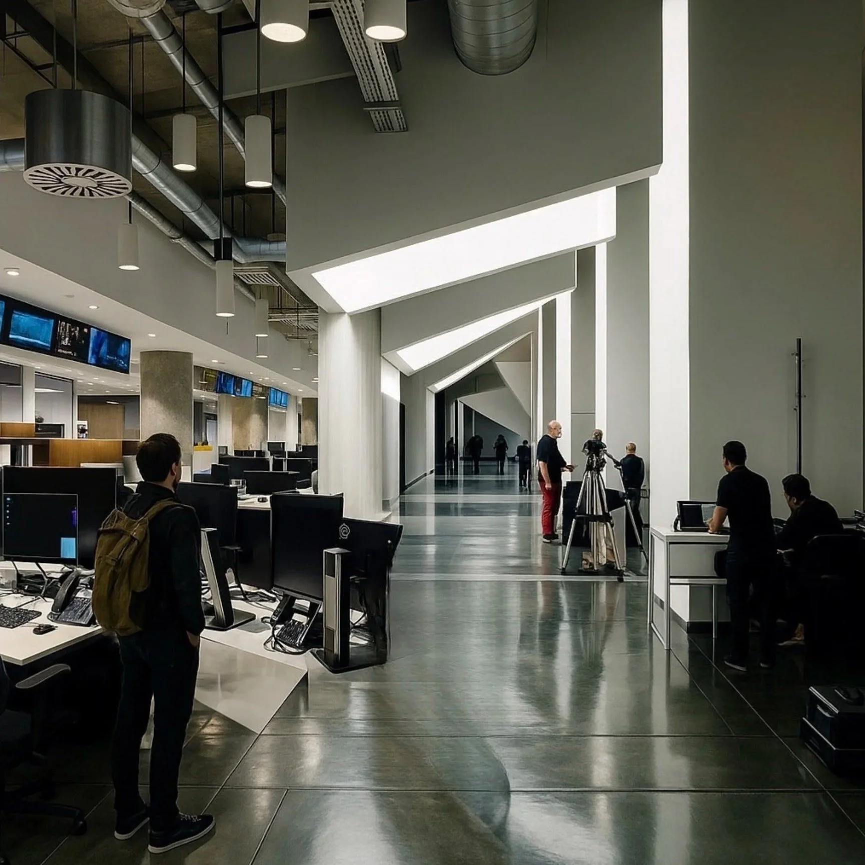 In partnership with Filamento Lighting in Lisbon, our design prioritises a circadian light box installation to create a harmonious environment for journalists working long hours in a subterranean space.