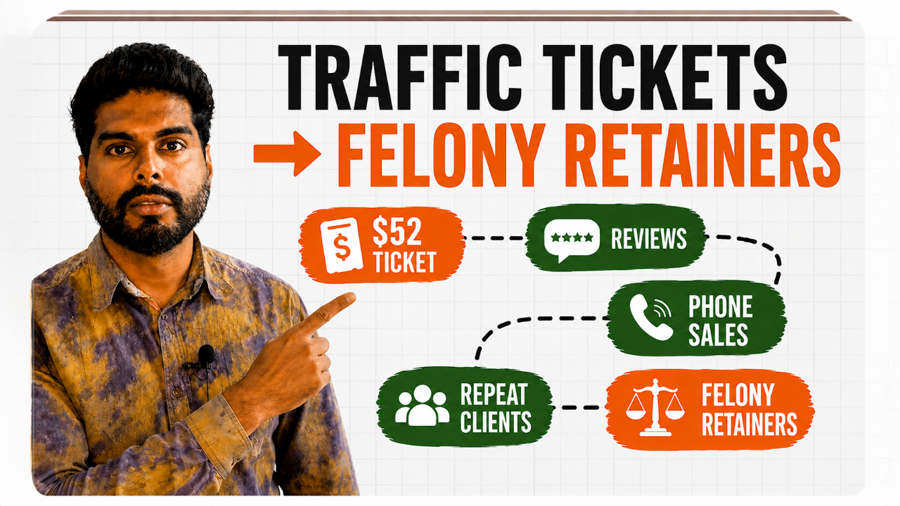 (Full funnel) How To Turn $52 Traffic Tickets Cases Into Felony Retainers