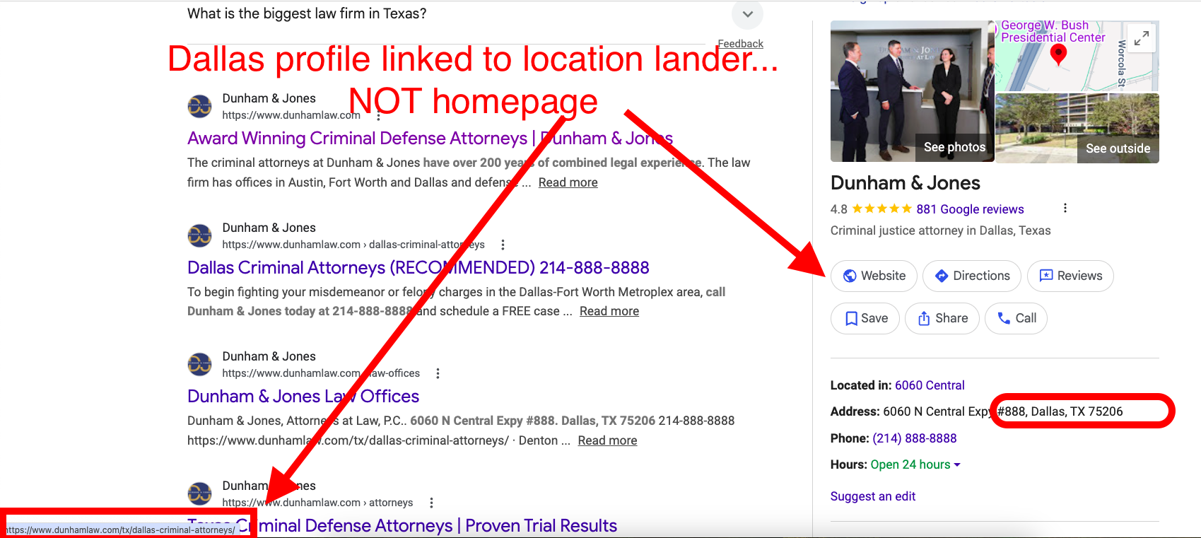 Criminal Defense Google business profile example