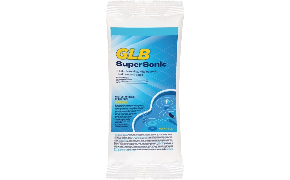 GLB SuperSonic product packaging for pool chemicals