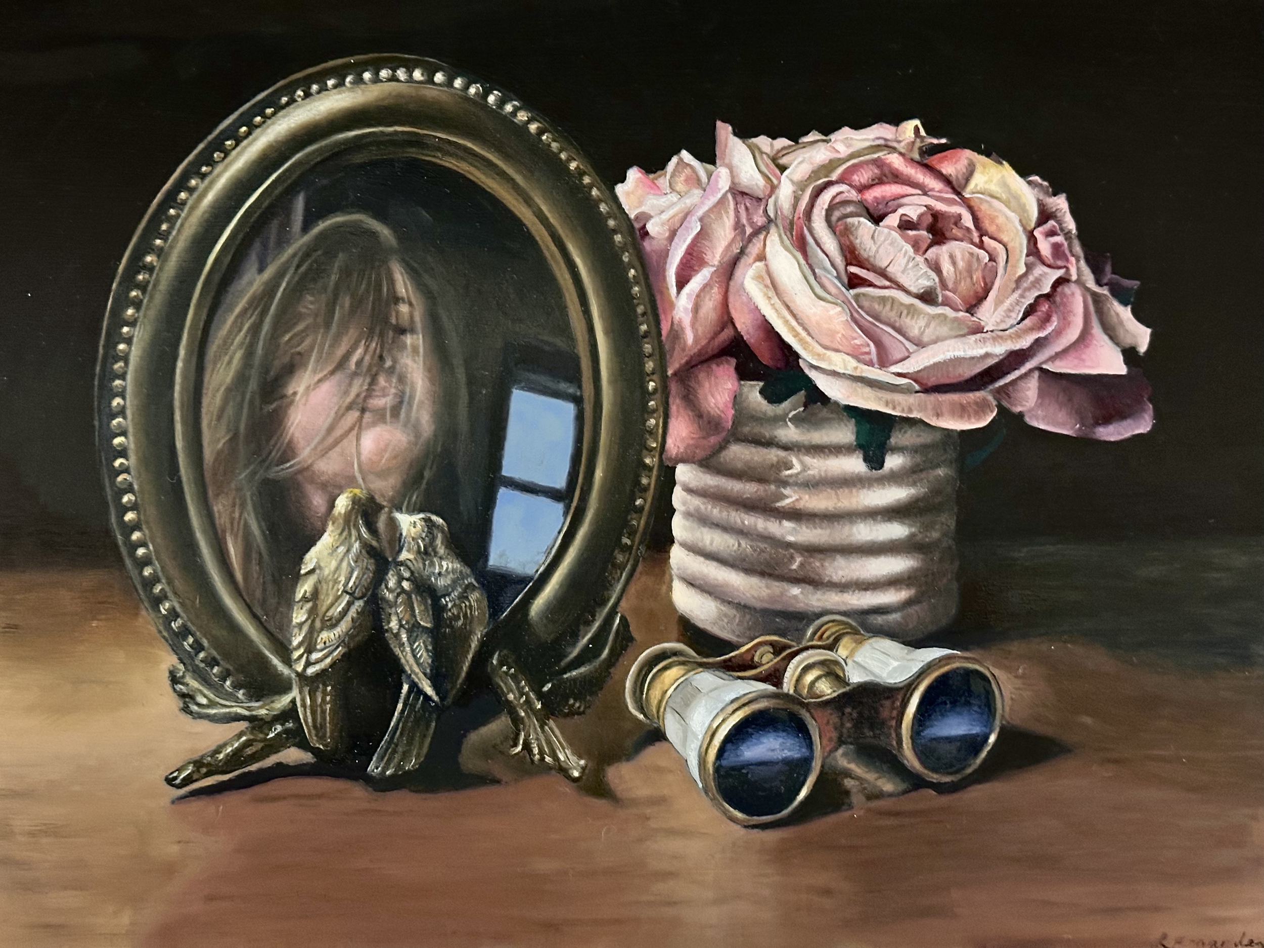 Channeling A Spirit,  
Oil on Aluminum Panel,   9x12 in.,  
Available