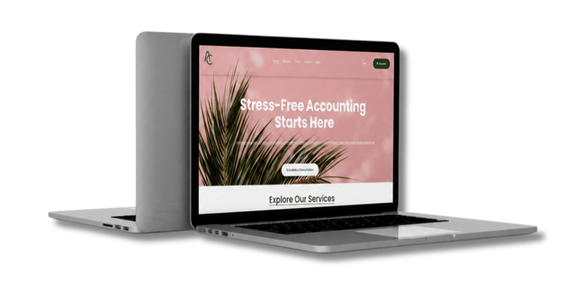 Laptop with showing a Accounting website designed by Cybertopsy.