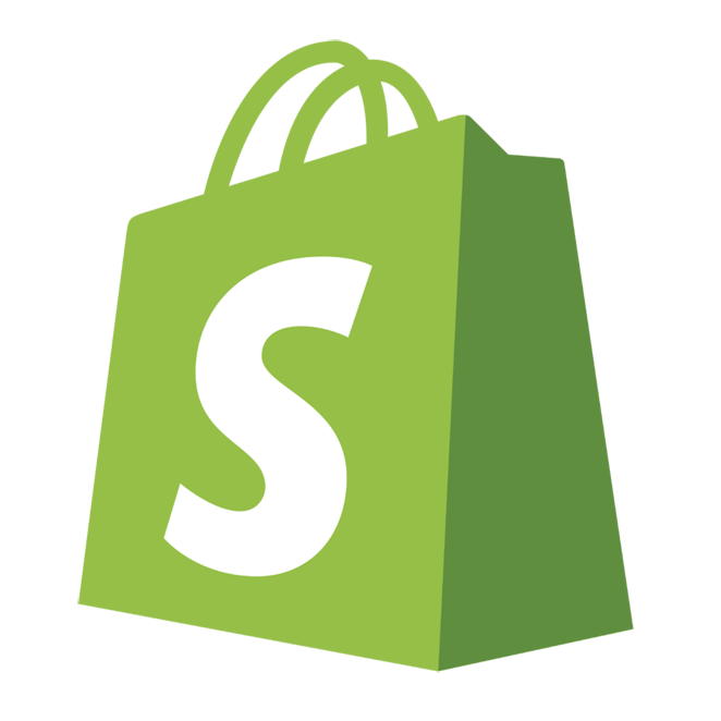 Green shopping bag with the Shopify logo on it.