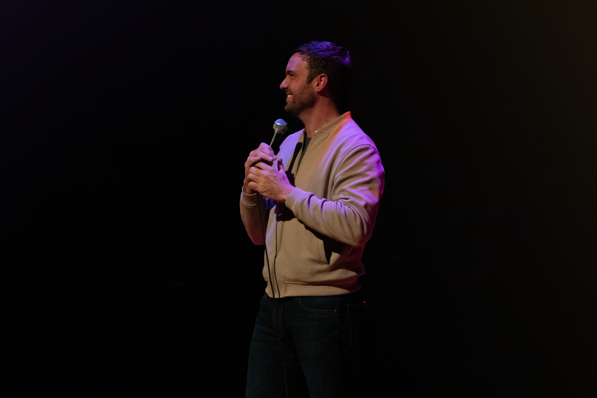 Photo of comedian Jeff Dye performing a live event during his tour, The Last Cowboy in L.A.