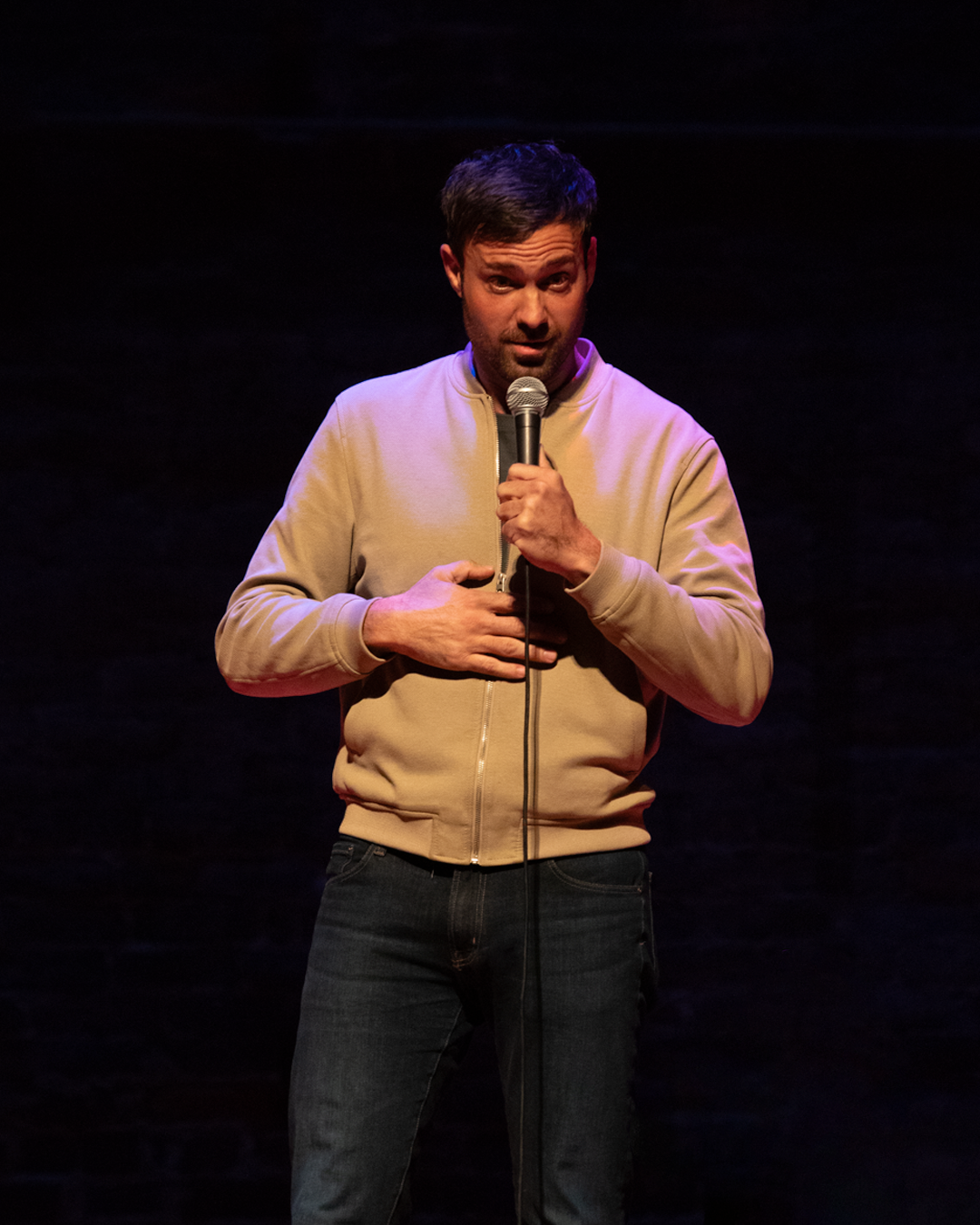 Photo of comedian Jeff Dye performing a live event during his tour, The Last Cowboy in L.A.
