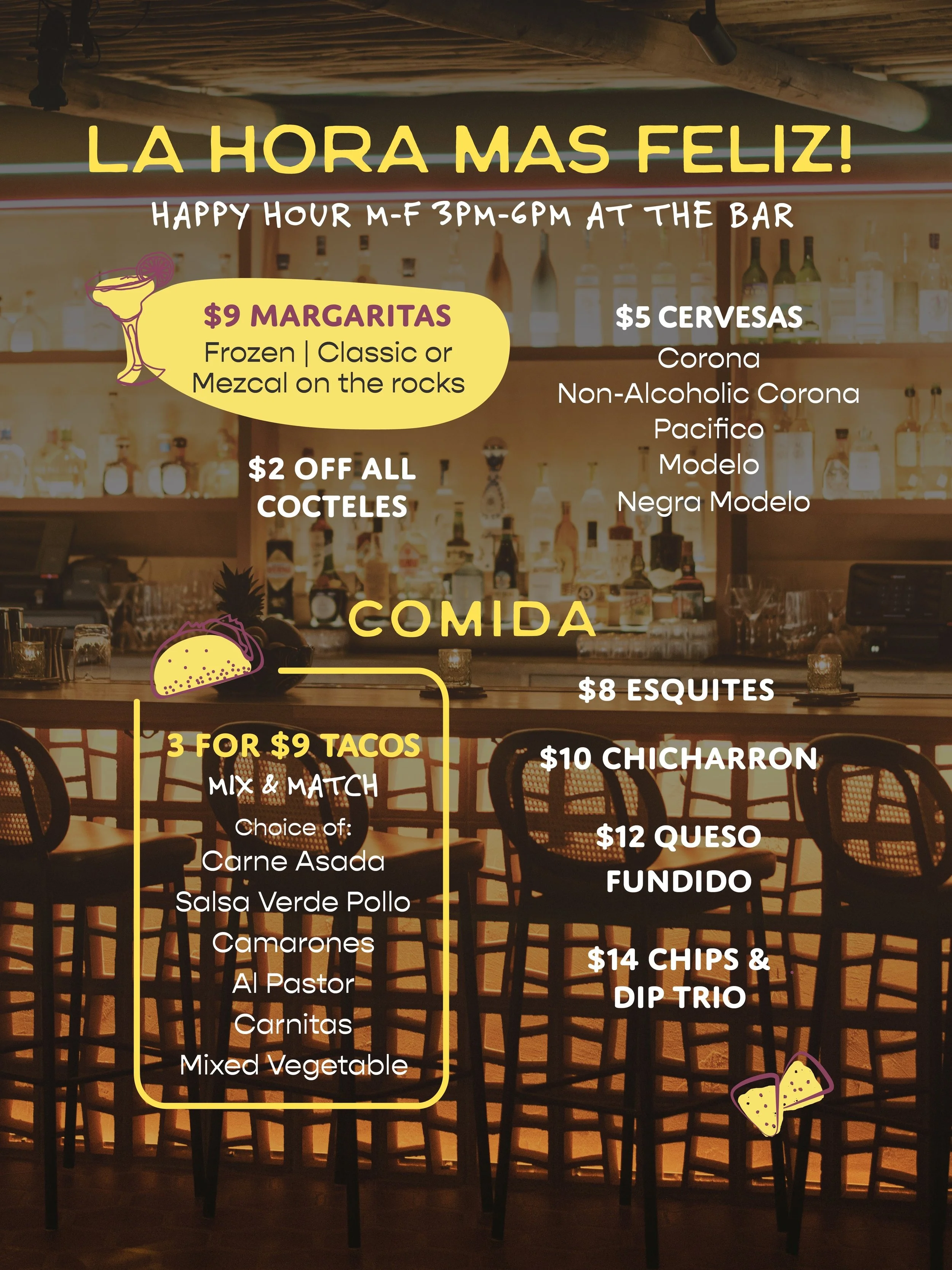 Clock out. Margarita in. 

Happy Hour at N&oacute;mada✨

🌮 Tacos
🍸 Cocktails
🍺 Cervezas

Monday&ndash;Friday | 3PM&ndash;6PM at the bar

Grab your crew and join us for the happiest hours of the week.

#NomadaNJ #HappyHour #VeronaNJ #TacosAndTequil
